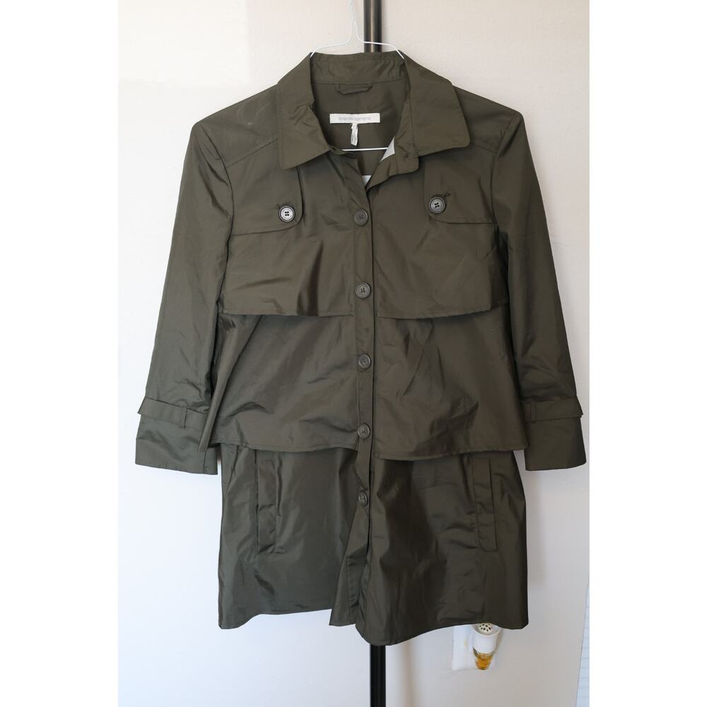 Rolando Santana Andrea Tiered Raincoat - Size 12 - Green - Like New Condition